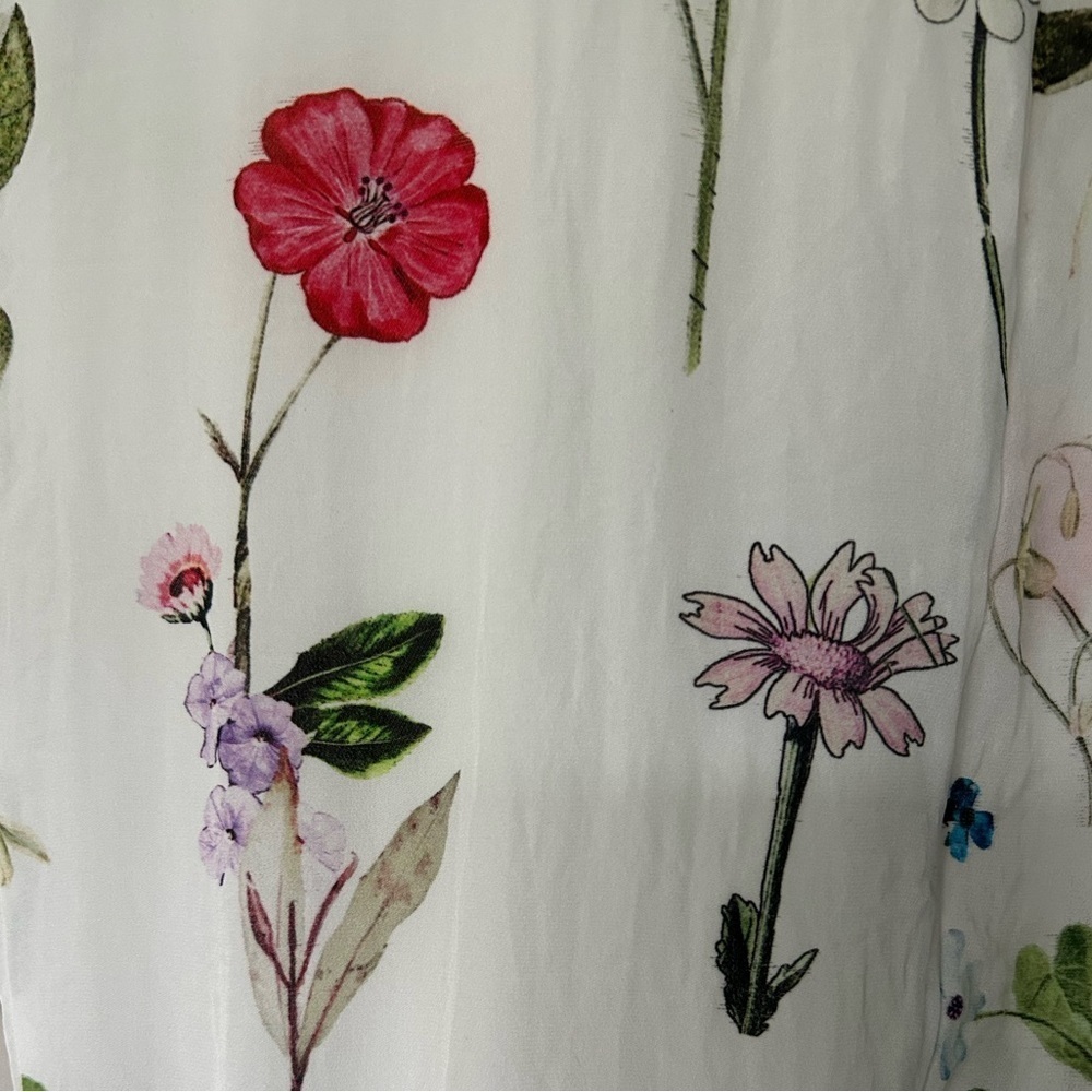 Parker Quincy silk Floral Long Sleeve Wrap Blouse Smocked Size XS - Picture 4 of 8